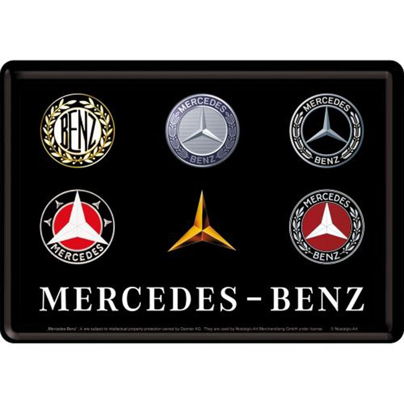 Nostalgic-Art Metal Postcard M-Benz Logo Evolution (10x14cm)