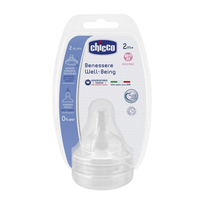 Chicco Well-Being Silicone Teat 2pk