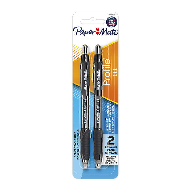 PM -Profil einziehbarer Gel Stift 0,7 mm 2pk (Box von 6)