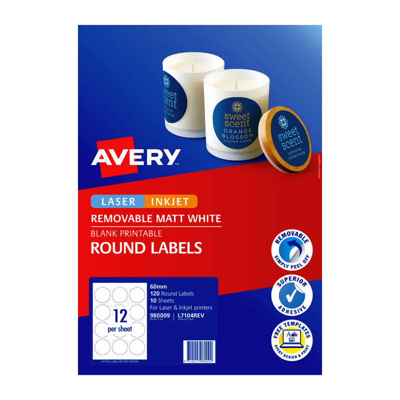 Avery Round Etichette 60mm 12up 10pk