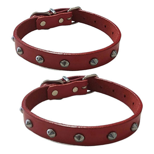 Leather Studded Collar (Red)