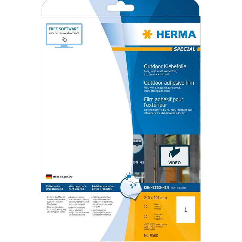 Herma Outdoor Film Labels A4 10pc (White)