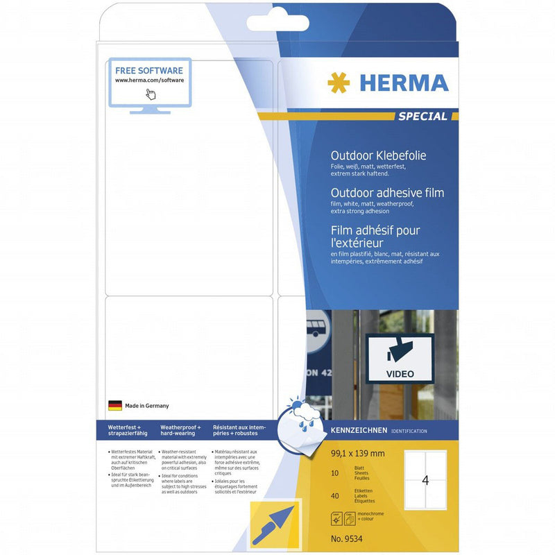 Herma Outdoor Film Labels A4 10pc (White)