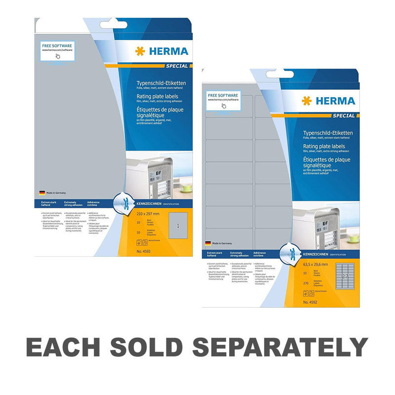Herma Rating Plate Labels A4 10pc (Silver)