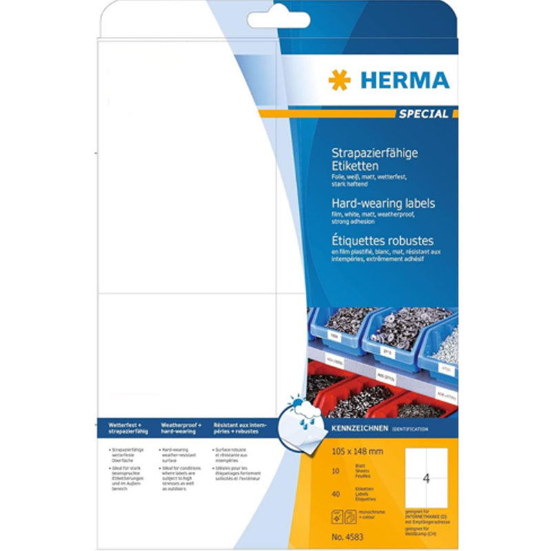 Herma Hard-Wearing Labels A4 10pc (White)