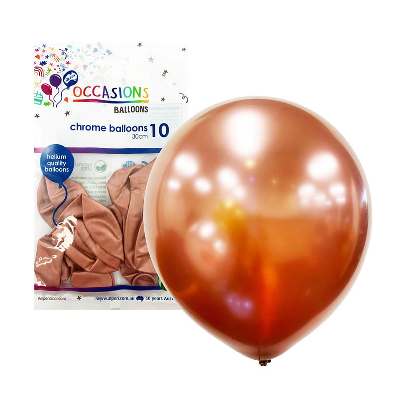 Alpen Chrome Balloons 30cm (Pack of 10)