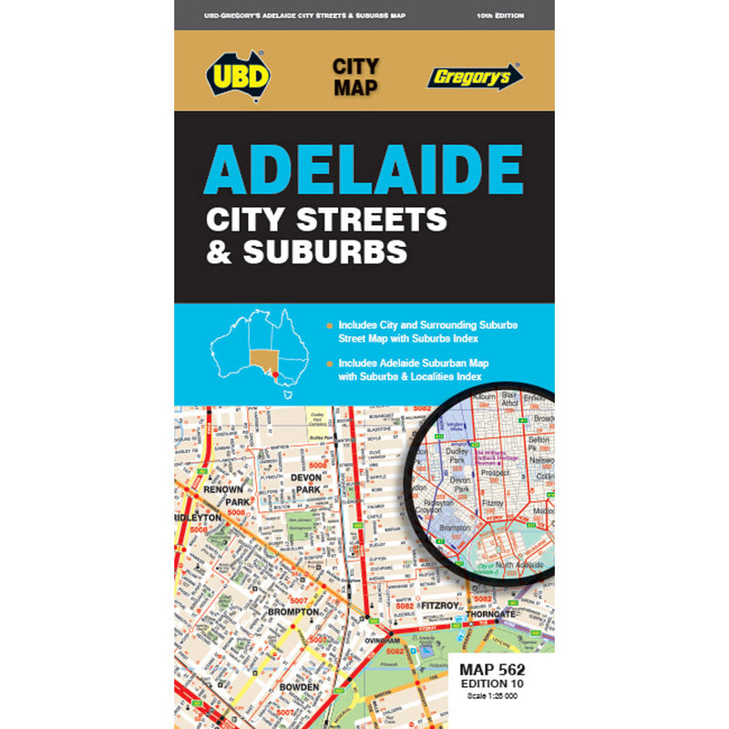 UBD-Gregory's Adelaide City Streets and Suburbs Map 10th Ed