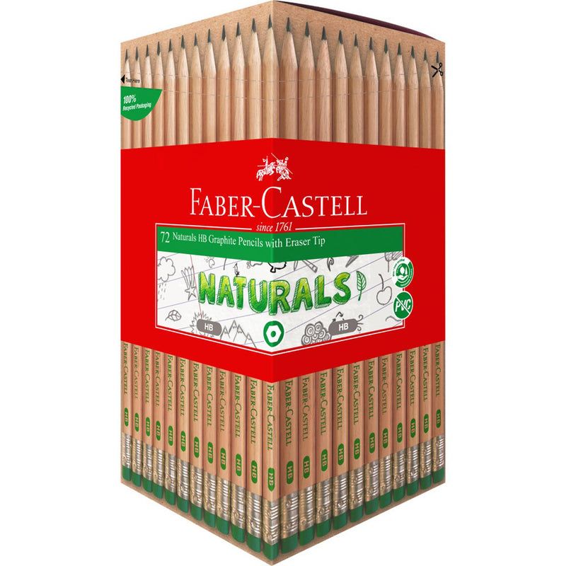 Faber-Castell Natural HB Graphite Pencil with Eraser 72pk