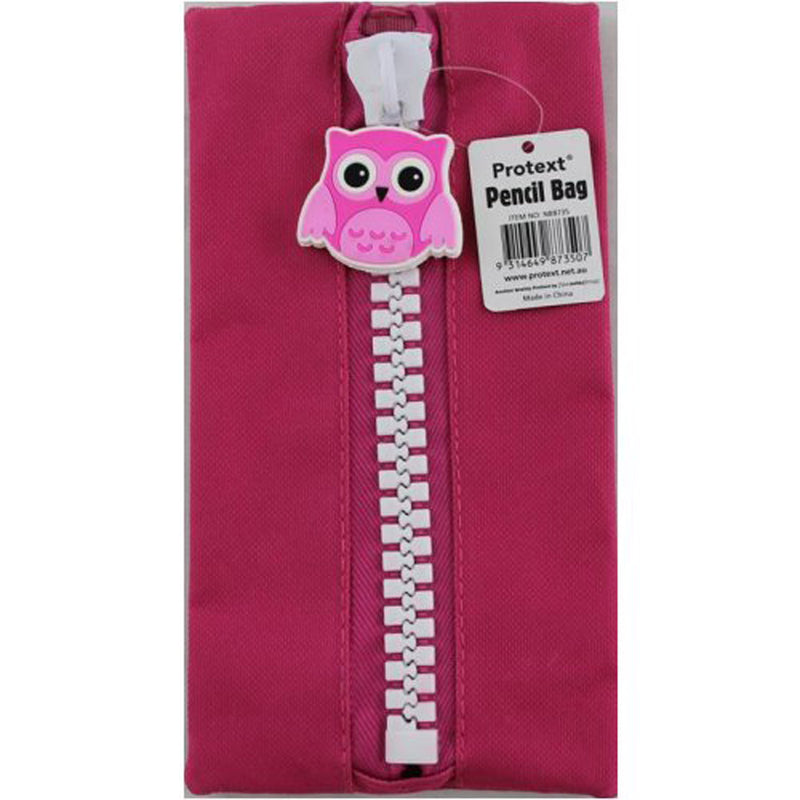 Protext Character Owl Pencil Case 235x125mm (Magenta)