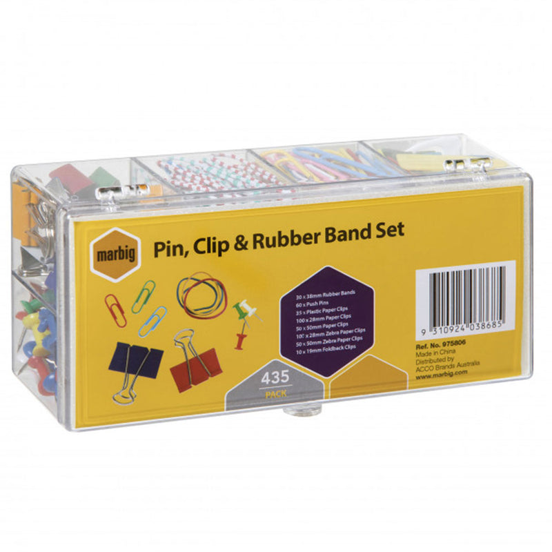 Marbig Pin, Slip & Rubber Band Set