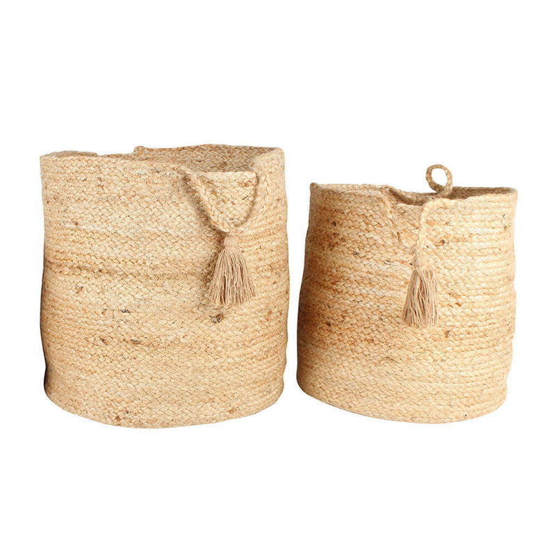 Breeze Set of 2 Asst. Jute Basket w/ Tassel (Large 35x35cm)