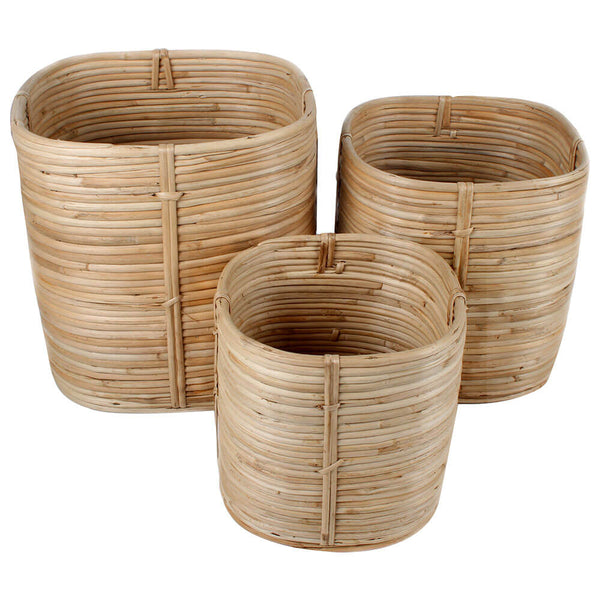 Sylvia Rattan Baskets Set of 3 (26cm/22cm/18cm)