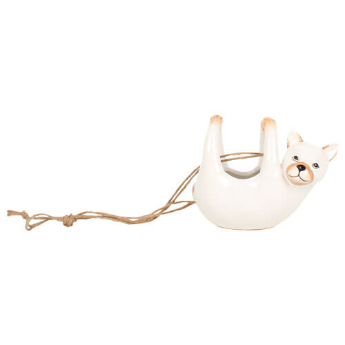 French Bull Dog Hanging Planter Dolomite Pot (17x13x9cm)