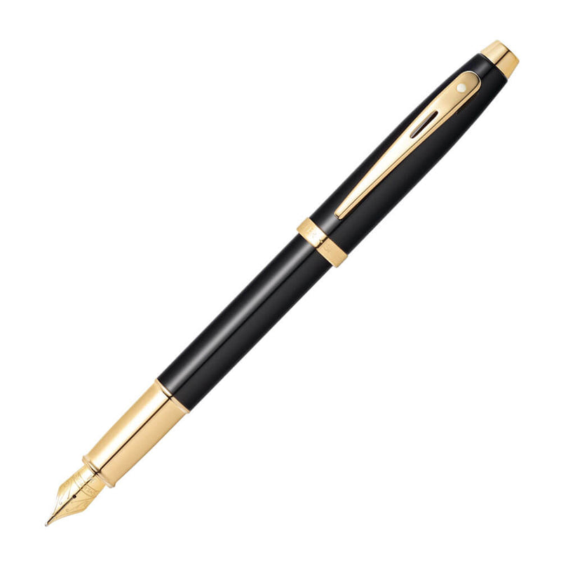 Sheaffer 100 lacca nera con penna stilografica dorata