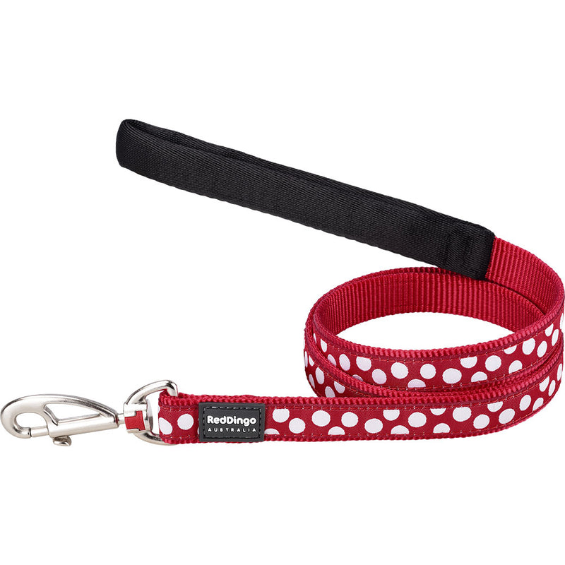 Dog Lead with White Spots on Red