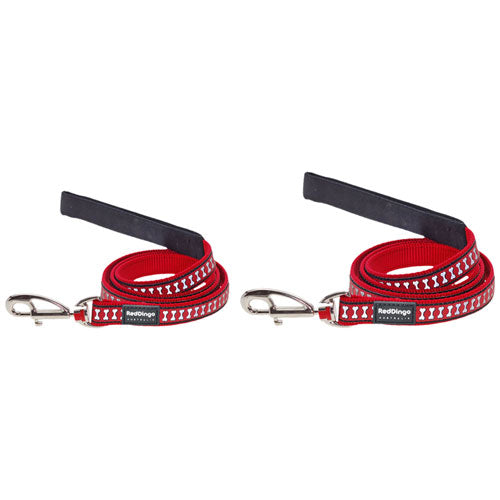 Reflective Bones Dog Lead (Red)