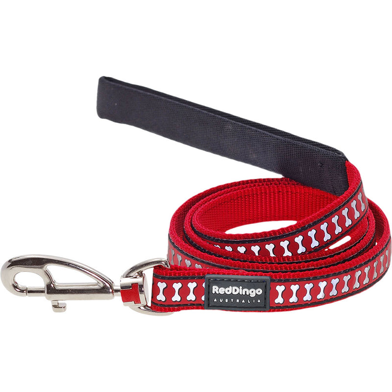 Reflective Bones Dog Lead (Red)