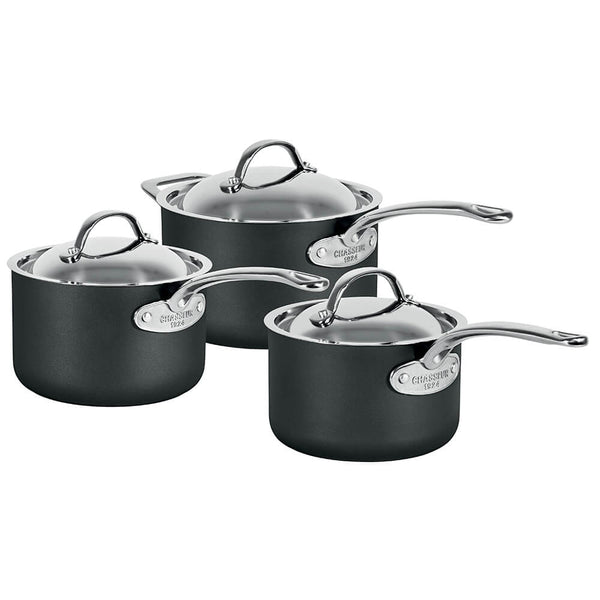 Chasseur Hard Anodised Saucepan Set (Set of 3)