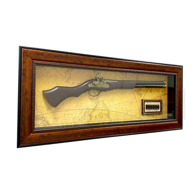 Antique decorazioni per pistole con telaio in legno (95.5x39.5x7cm)