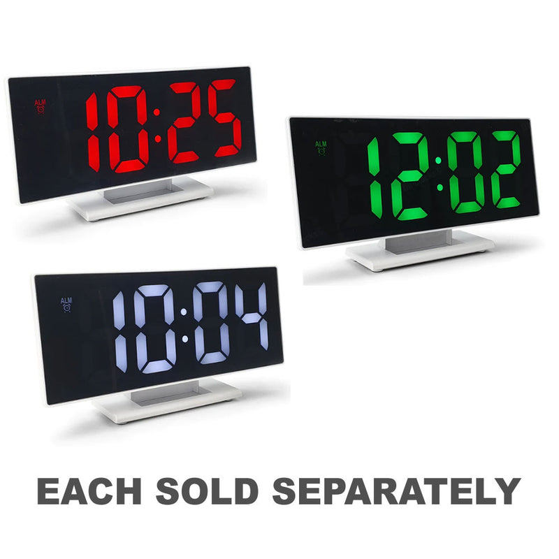 Mirrored Face LCD Alarm Clock 19cm