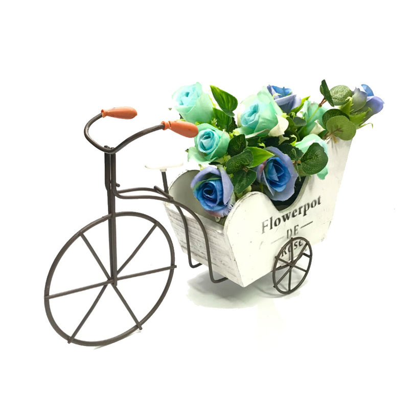 Flowerpot de rose bicicletta a 3 ruote con decorazioni floreali