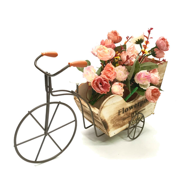 Flowerpot de rose bicicletta a 3 ruote con decorazioni floreali