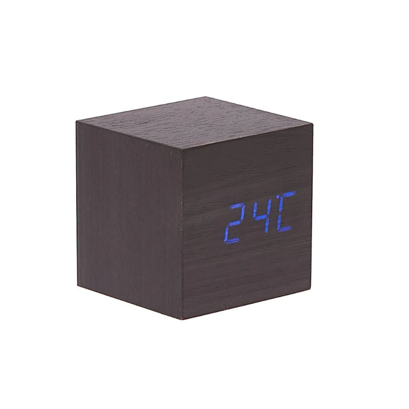 Orologio da scrivania cubo in legno LED con display temp/ data