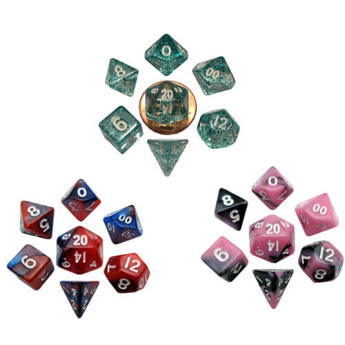 MDG Mini Poly Dice Set (w/ White No.)