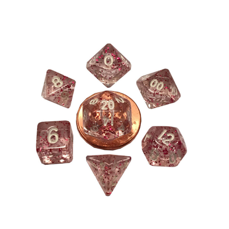 MDG Mini Poly Dice Set (avec n° blanc)