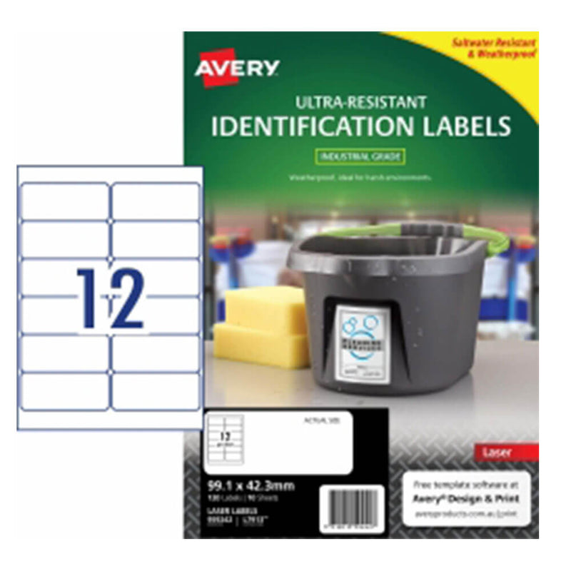 Avery Lot de 10 étiquettes laser ultra résistantes