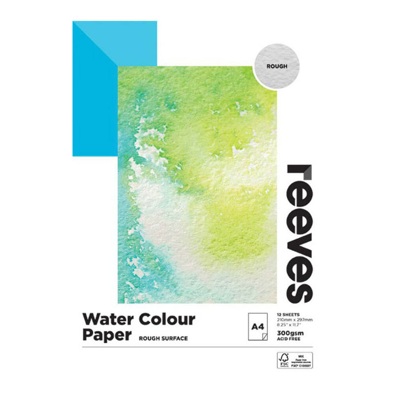 Reeves Aquarellpapier, rau, 300 g/m² (12 Blatt)