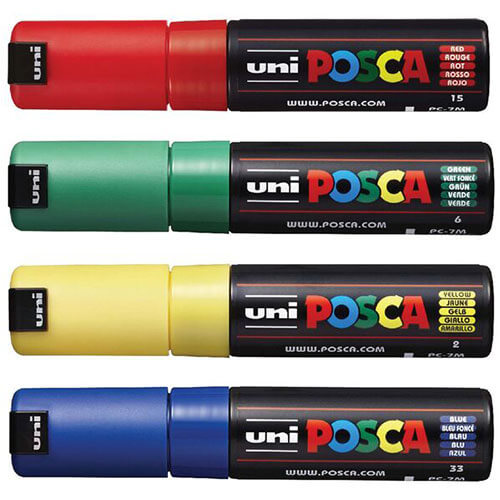 Uni Posca 4.5mm Tip Marker Assorted (4pk)