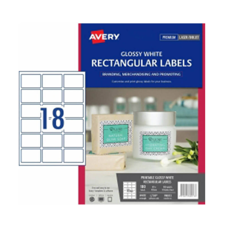 Avergle Rectagle Gloss Etichette 10pk bianco