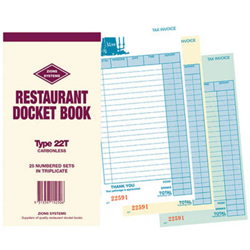 Livre de registre de restaurant en triple exemplaire sans carbone Zions