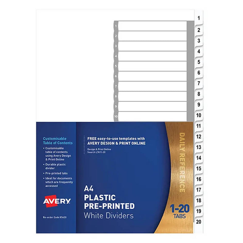 Avery Plastic Vorgedruckte Trennblätter A4 (Weiß)